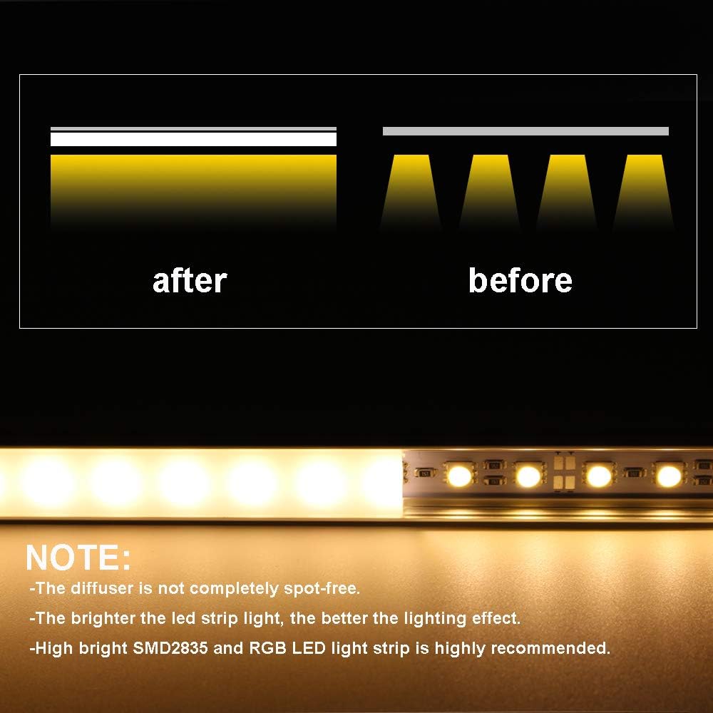 20Pack LED Aluminum Channel with Cover and Mounting Accessories Y40720