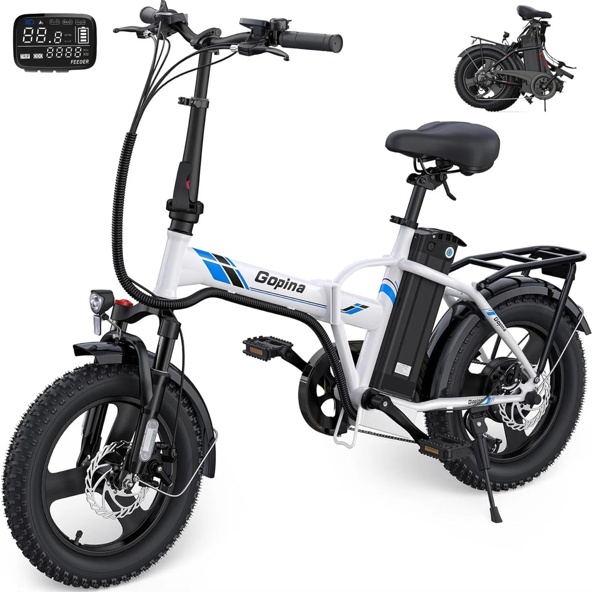 350W Folding Electric Bike 16 x 3.0 Fat Tire L499469