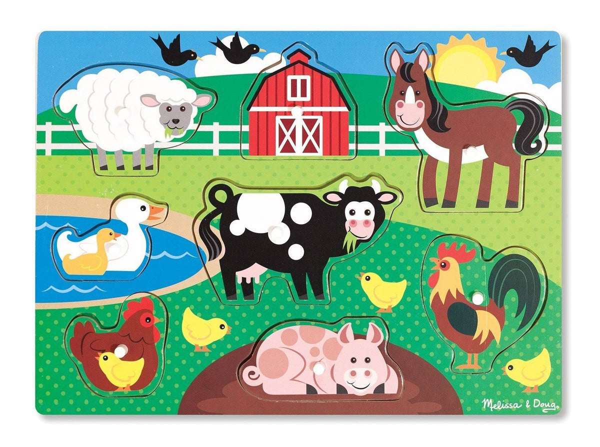 Wooden Peg Puzzle Farm Animals S844