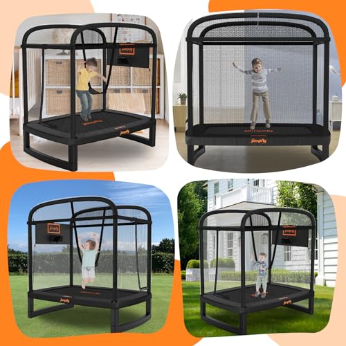6FT Rectangle Trampoline with Swing & Basketball Hoop F789649