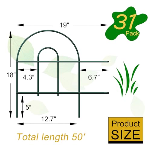 Green 32inX20ft Metal Garden Fencing D74244