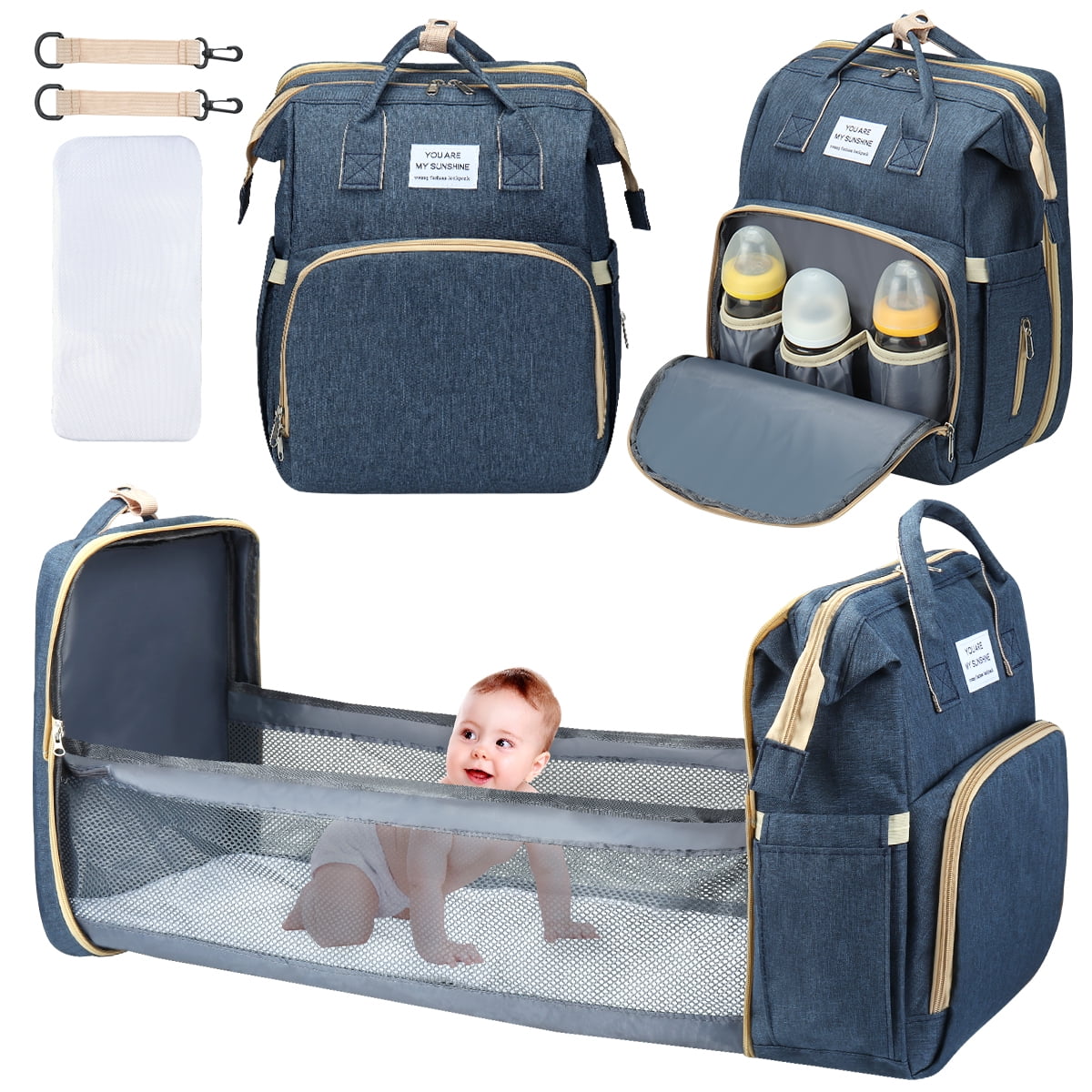 Waterproof 3 in 1 Diaper Bag Backpack with Changing Pad T754