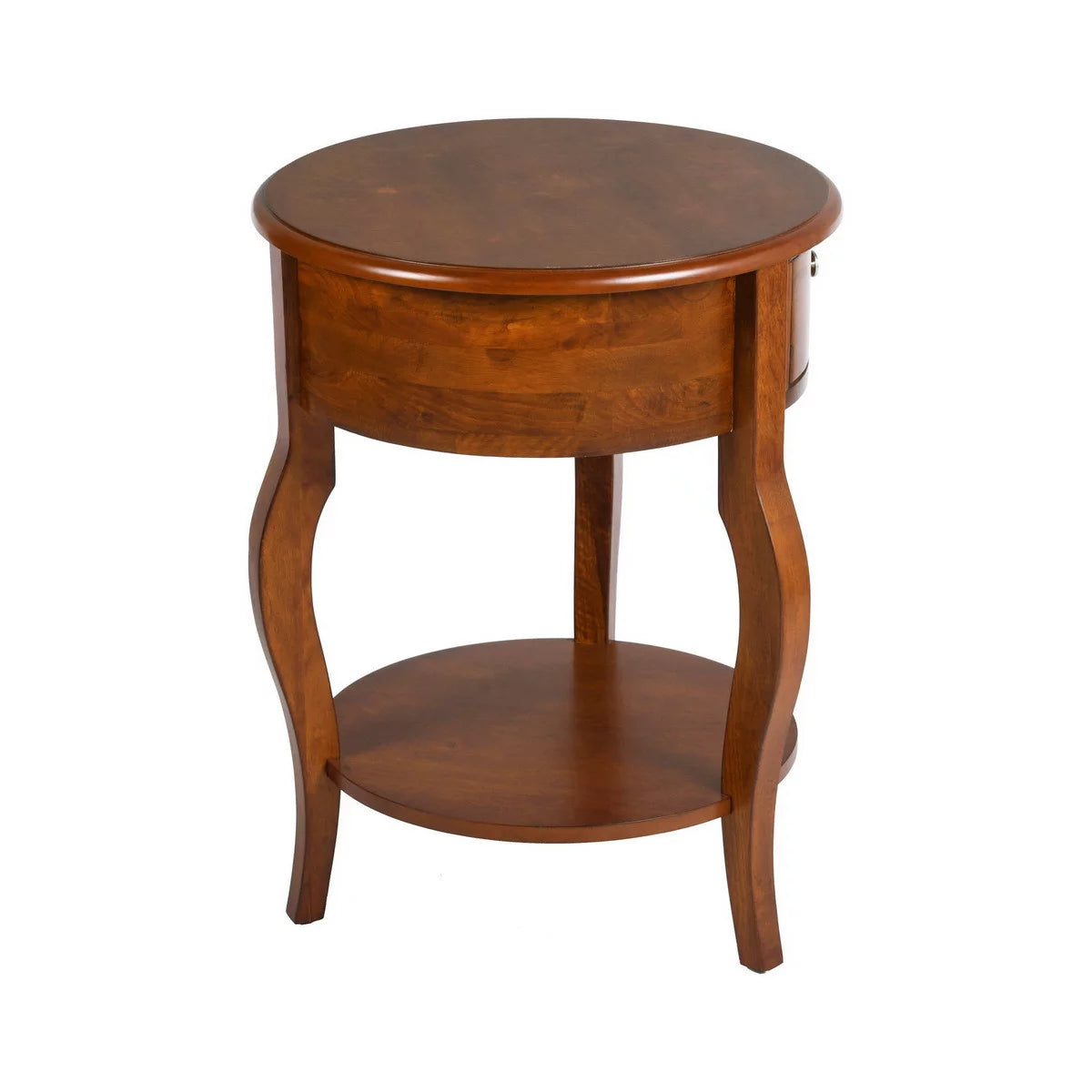 Brown Round End Table with Drawer Storage N530