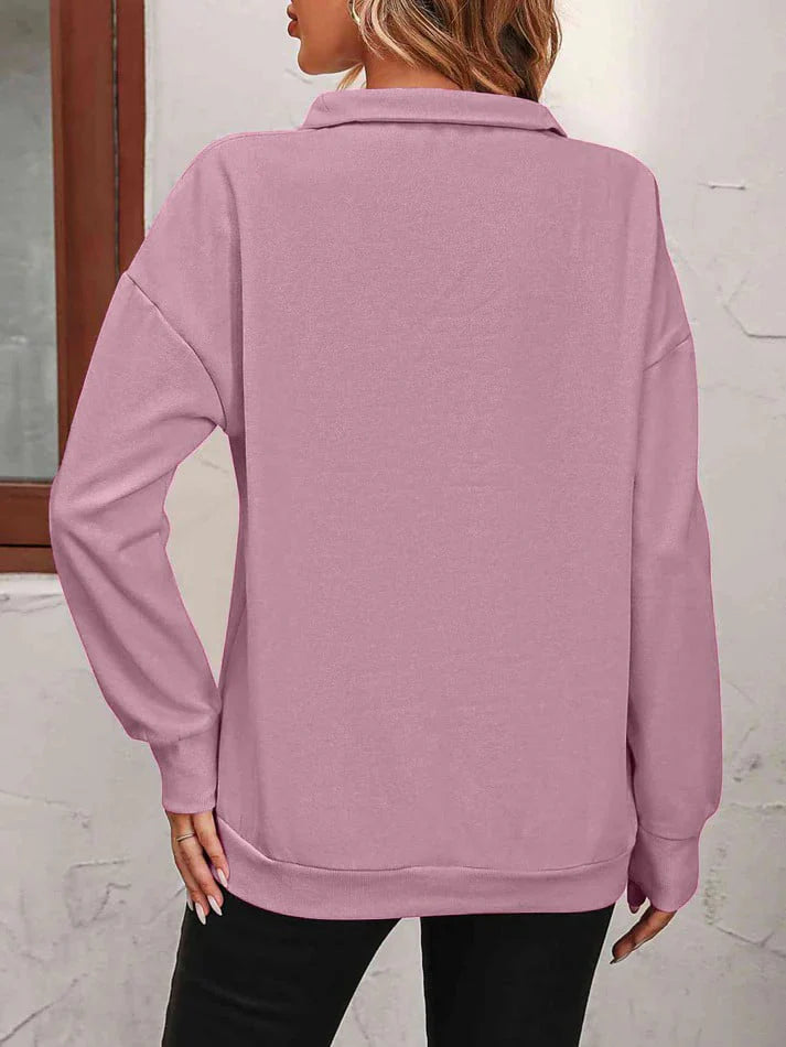 Womens Zip-Up Dropped Shoulder Sweatshirt Q9956