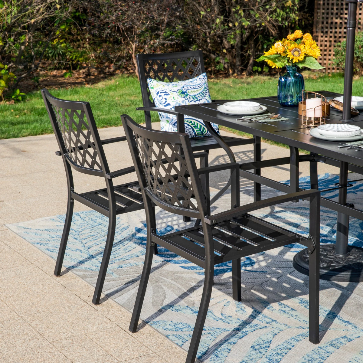 Set of 8 Outdoor Dining Set with 13 ft Umbrella, 8 Chairs & Table W9537
