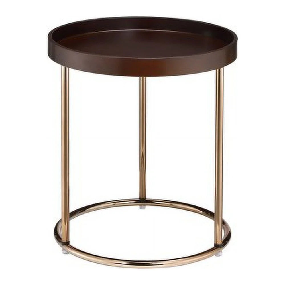 Espresso Mid-Century Side Table with Copper Legs K4082