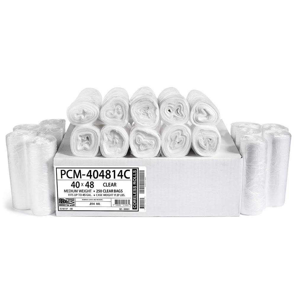 Clear Trash Bags 40 in. x 48 in. Pack of 250 14 Mic A38138