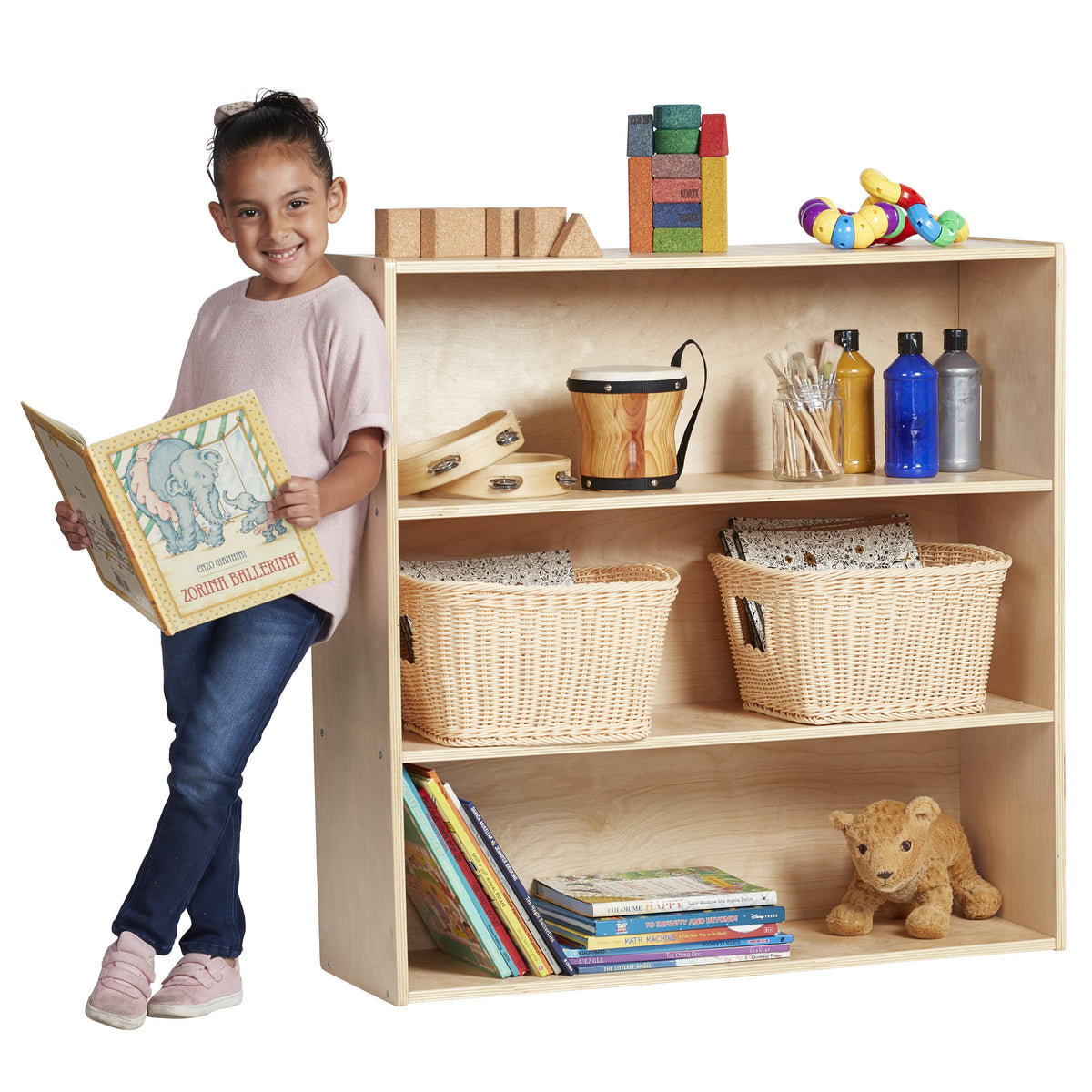 Birch 3-Shelf Storage Cabinet with Back 36in H L234