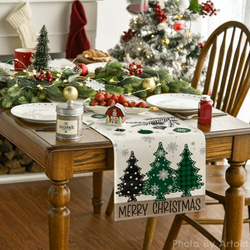 Red Pine Trees Christmas Table Runner 13x72 Inch M8798