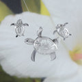 Sterling Silver Turtle Hibiscus Earring and Necklace E16977