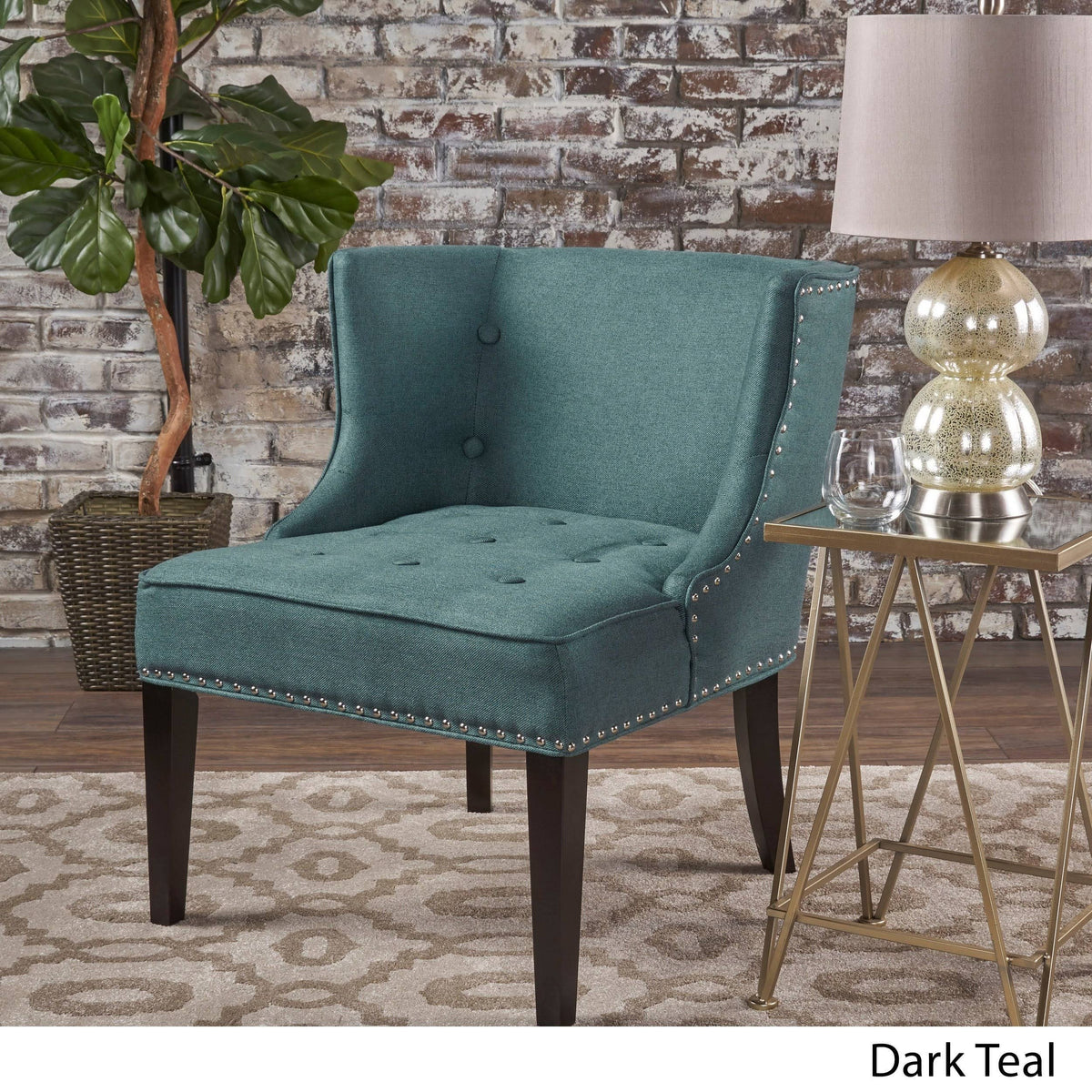 Dark Teal Fabric Occasional Chair F89239