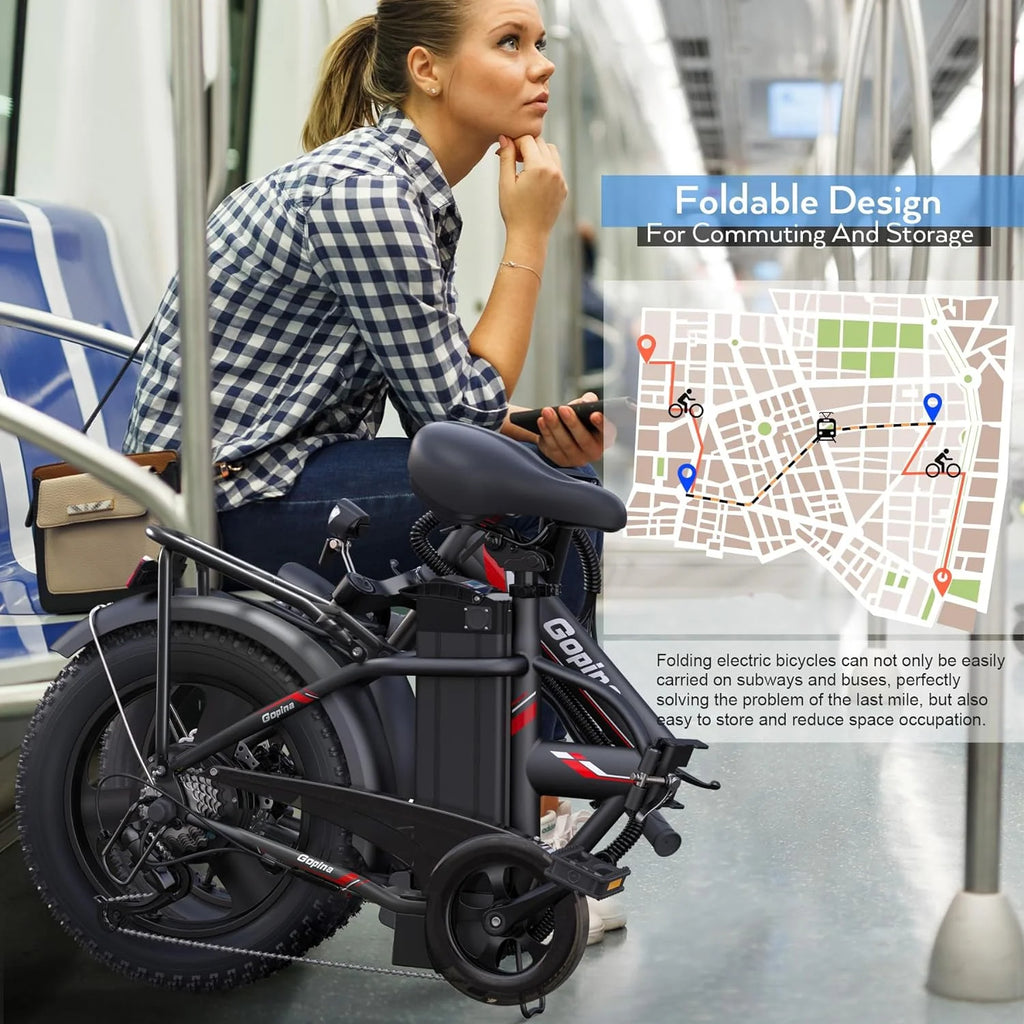 350W Folding Electric Bike 16 x 3.0 Fat Tire L499469