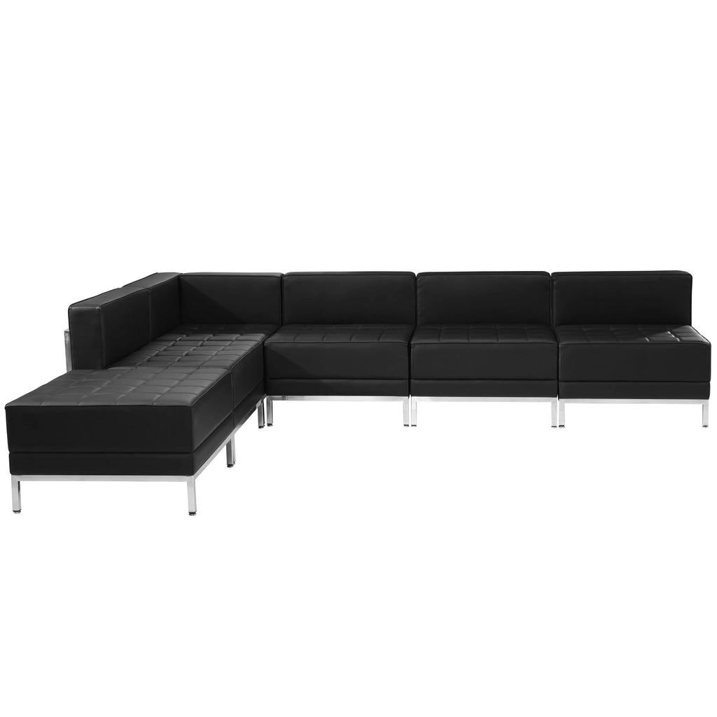 Black LeatherSoft 6 Pieces Sectional W3607