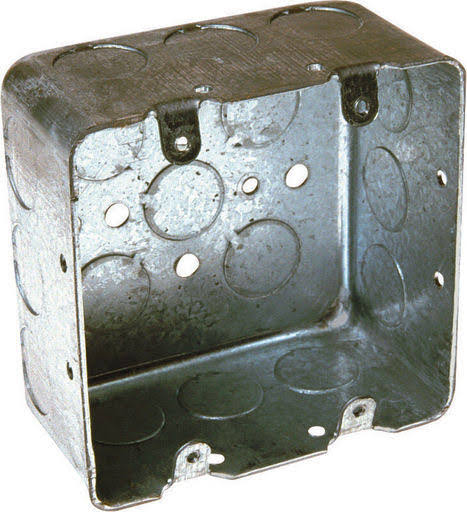 4 in. Square 2 Gang Junction Box 1/2 in. Gray Steel P35168
