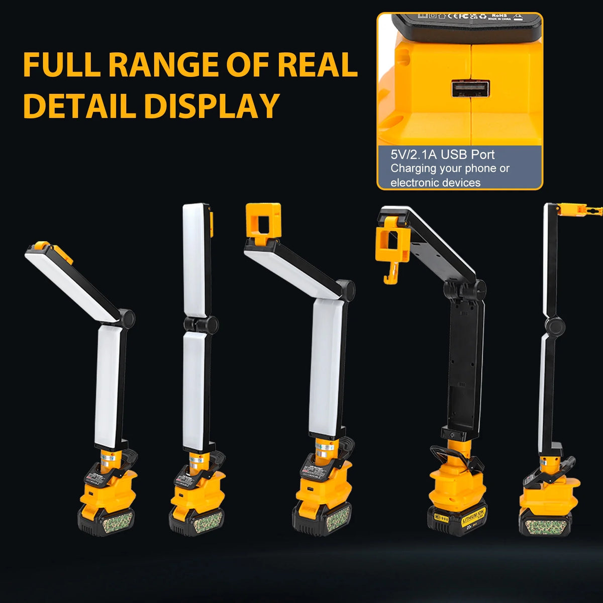 30W 2400LM LED Clip Work Light for DEWALT 18V/20V Li-ion Battery N369