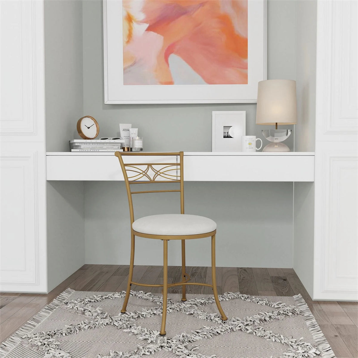 Gold Metal Vanity Stool E431033