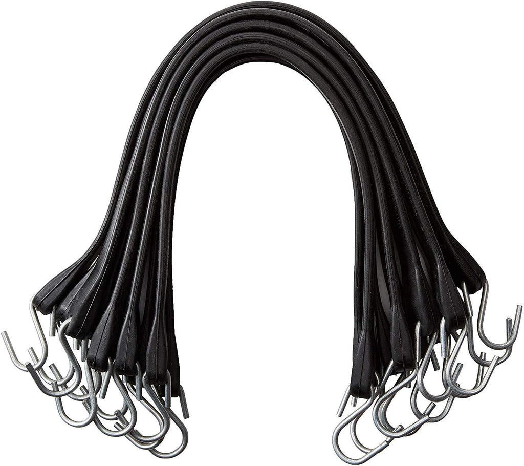 Pack of 25 41 inch Rubber Bungee Cords with Metal S Hooks C148907
