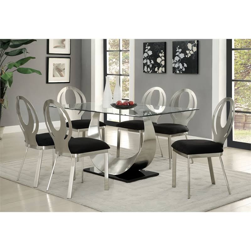 Metal Dining Chair in Silver (Set of 2) N158