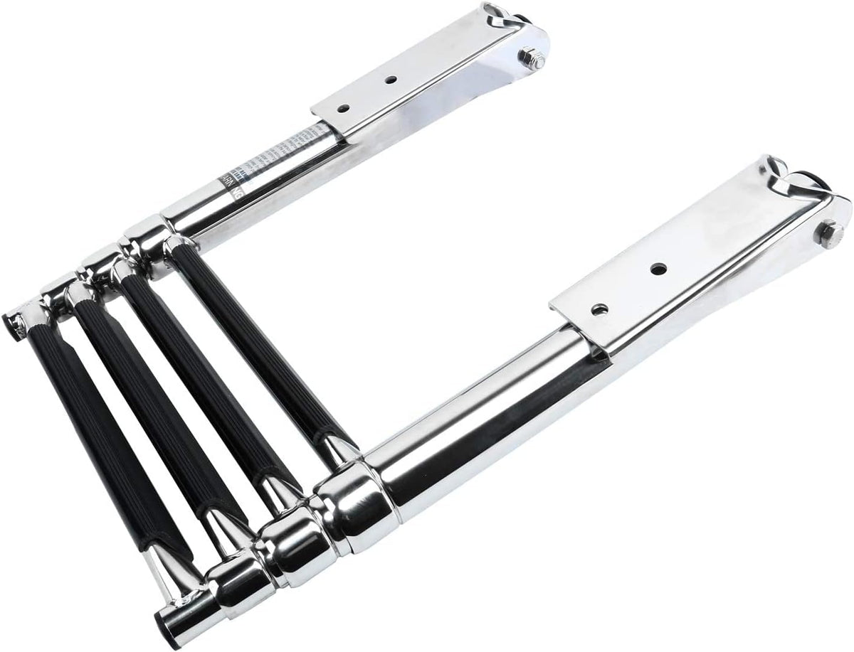 4 Step 316 Stainless Steel Telescoping Ladder with Retaining Strap Pack of 2 G5903
