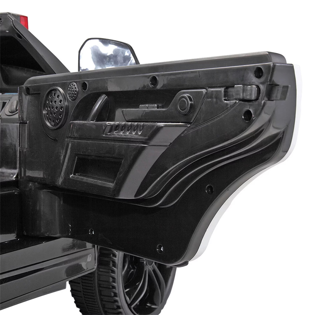 12V Powered Ride On Police Car with Parental Remote Control, Black Y9676