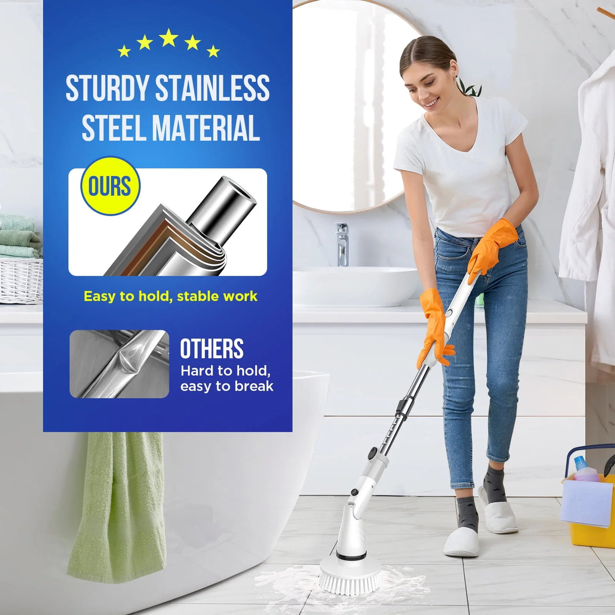 Cordless Electric Spin Scrubber with 4 Heads J152