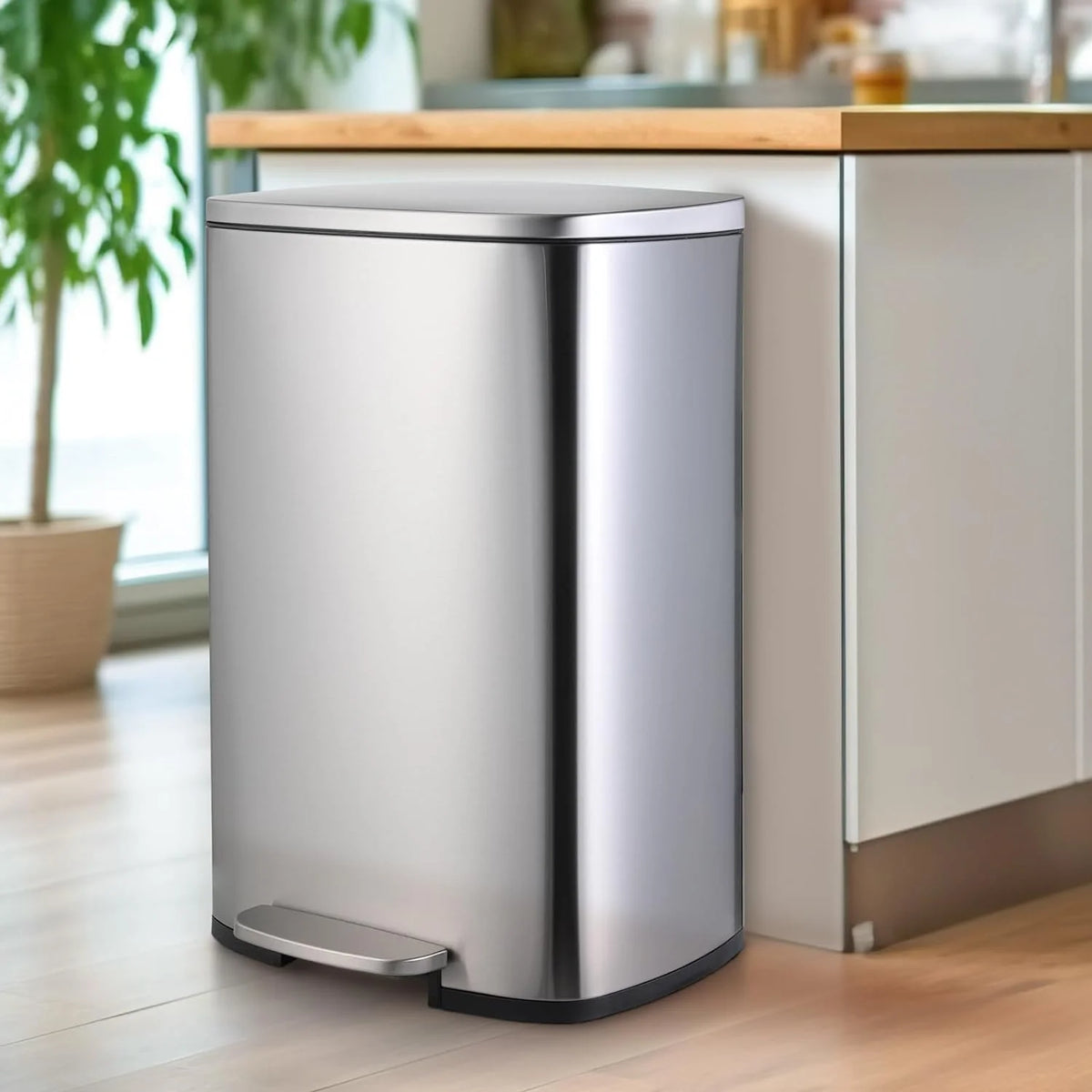 Stainless Steel Step Trash Can Combo Set, 13.2 Gallon & 1.3 Gallon Z86486