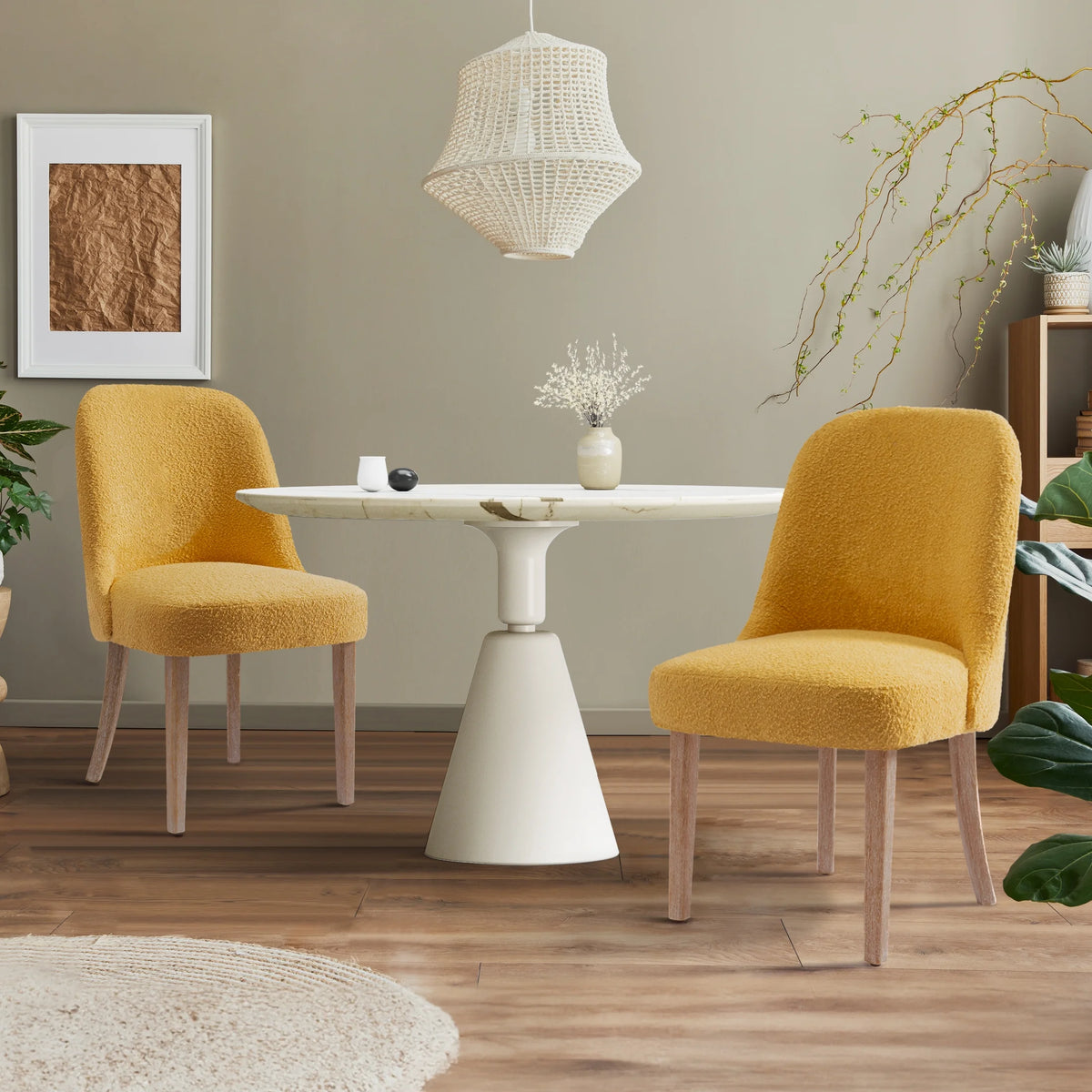 Mid-Century Modern Boucle Dining Chair P996