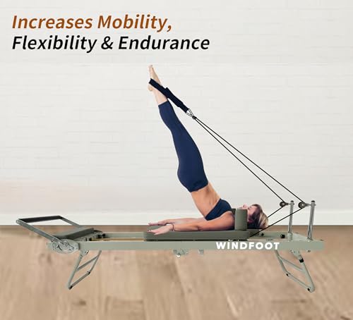Foldable Pilates Reformer Machine with Springs & Cords E96016