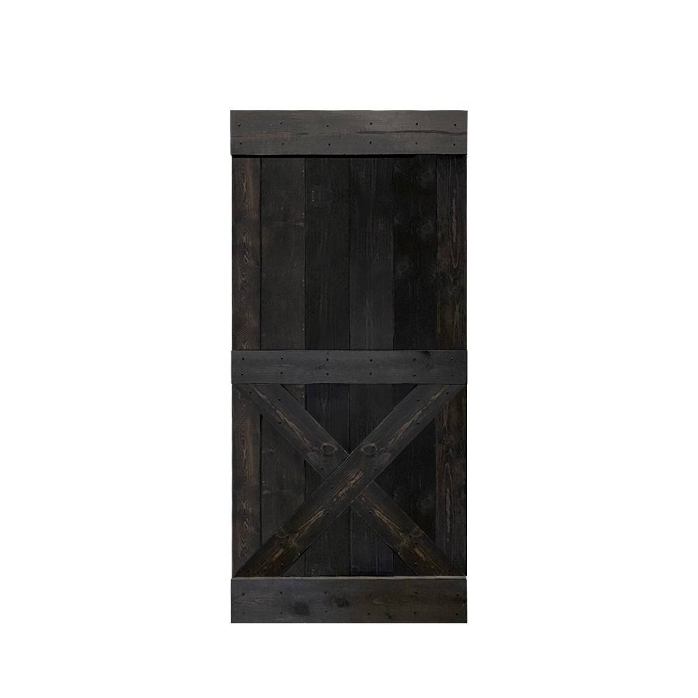 Walnut Stained Solid Knotty Pine Wood Interior Sliding Barn Door Slab G8096