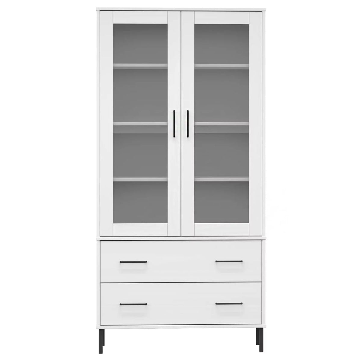 Pine Wood Bookcase with 2 Doors and 2 Drawers M320