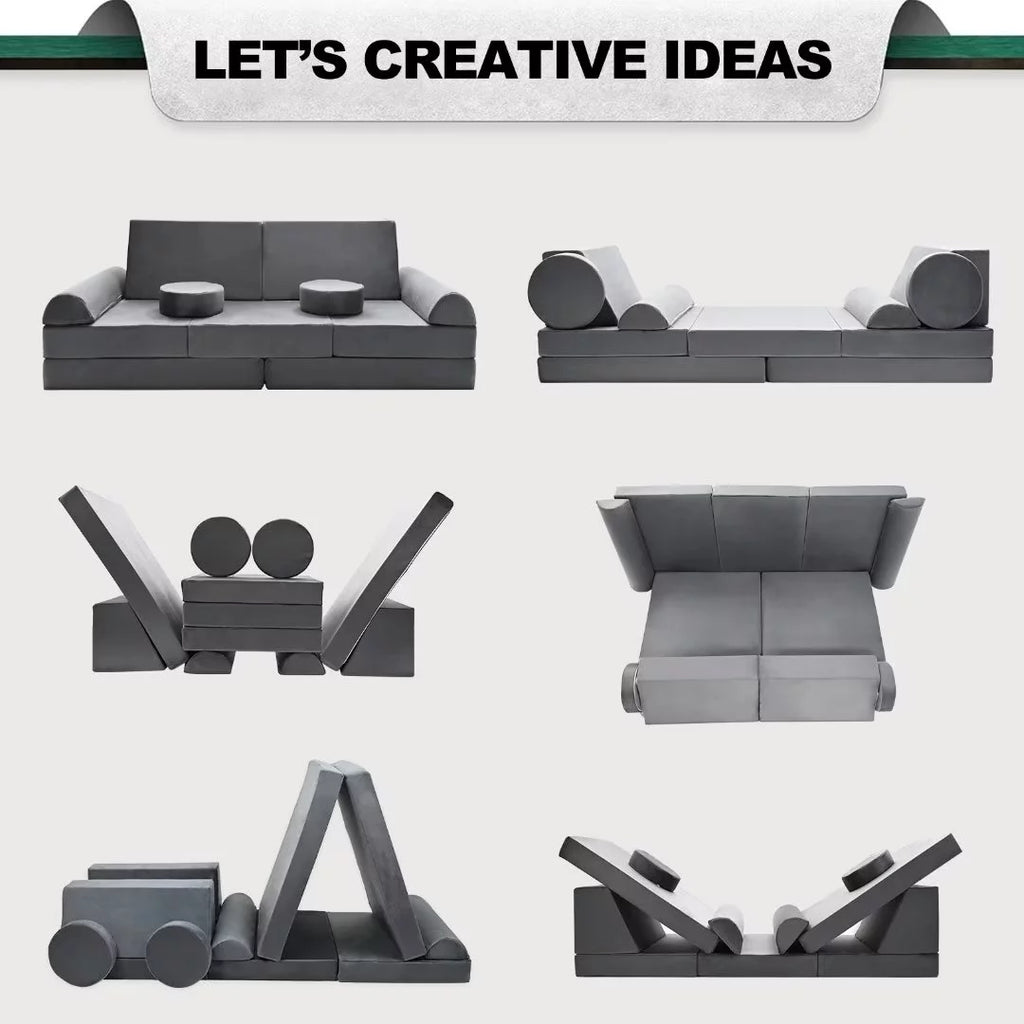 Gray 10 Pcs Kids Play Sofa X84108