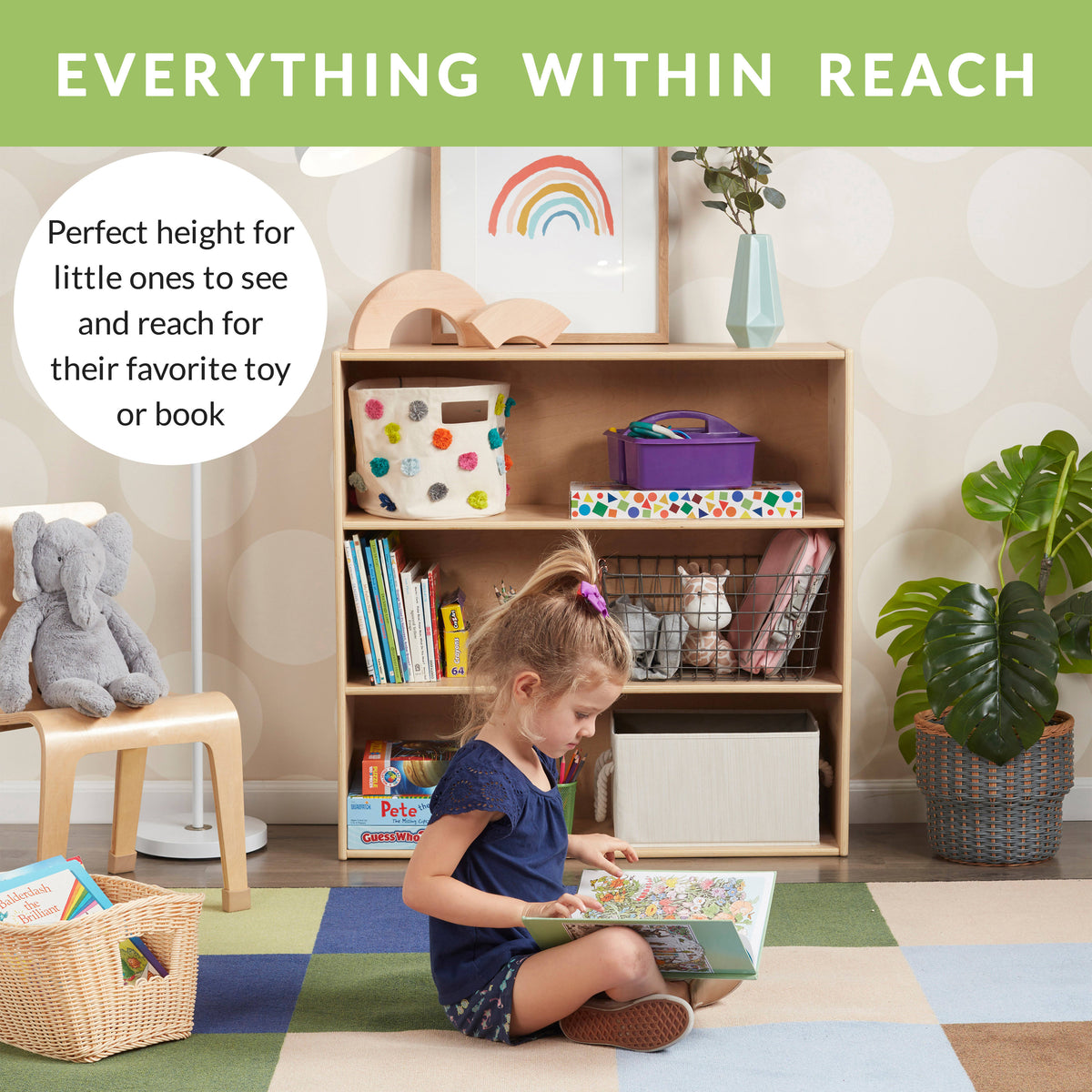 Birch 3-Shelf Storage Cabinet with Back 36in H L234