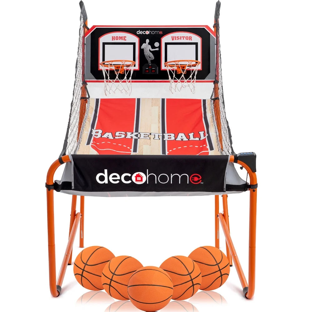 Arcade Basketball Game, Indoor 1-4 Player, LED Scoreboard, 8 Game Modes, 5 Balls Y779247