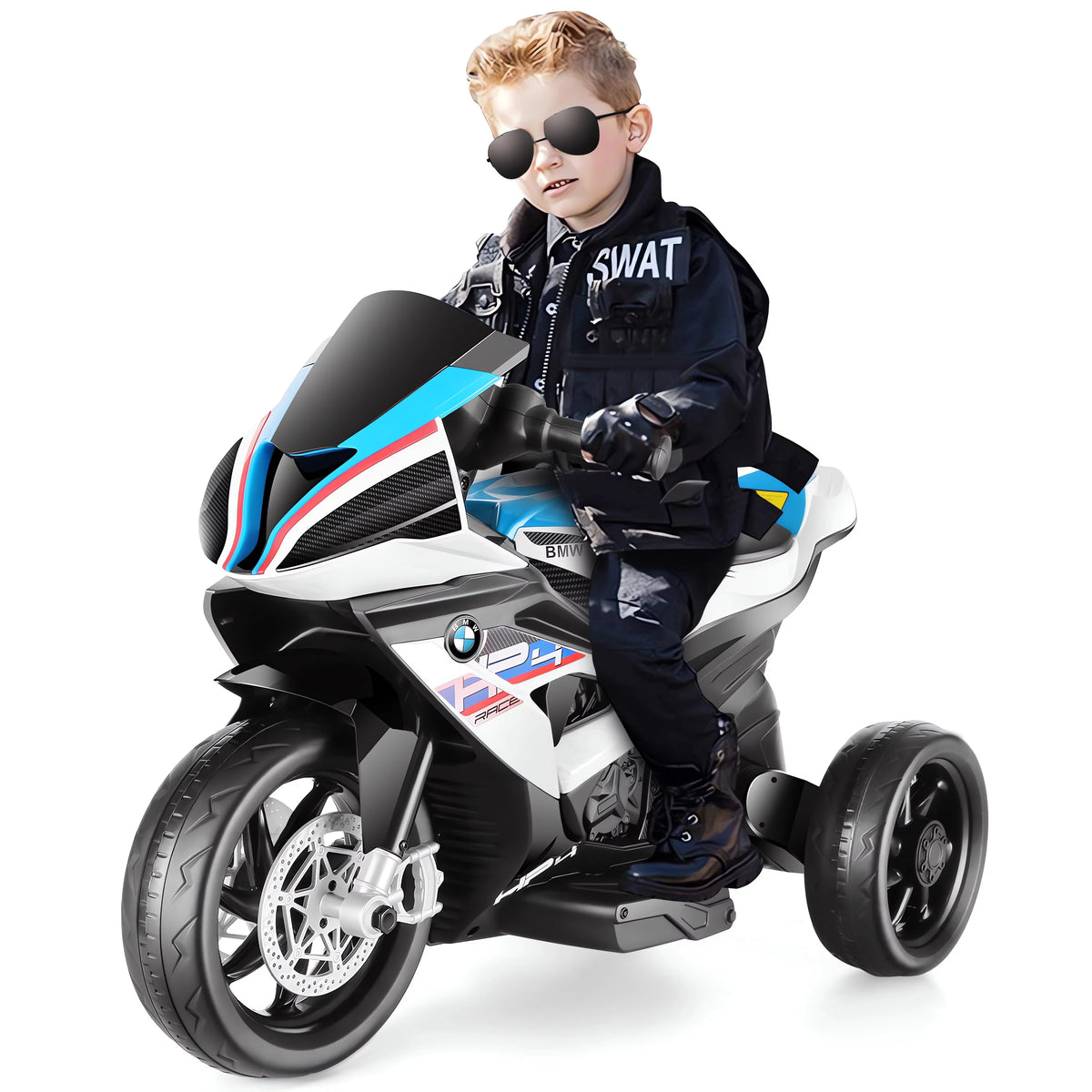 12V White 3 Wheels Kids Ride on Motorcycle A614