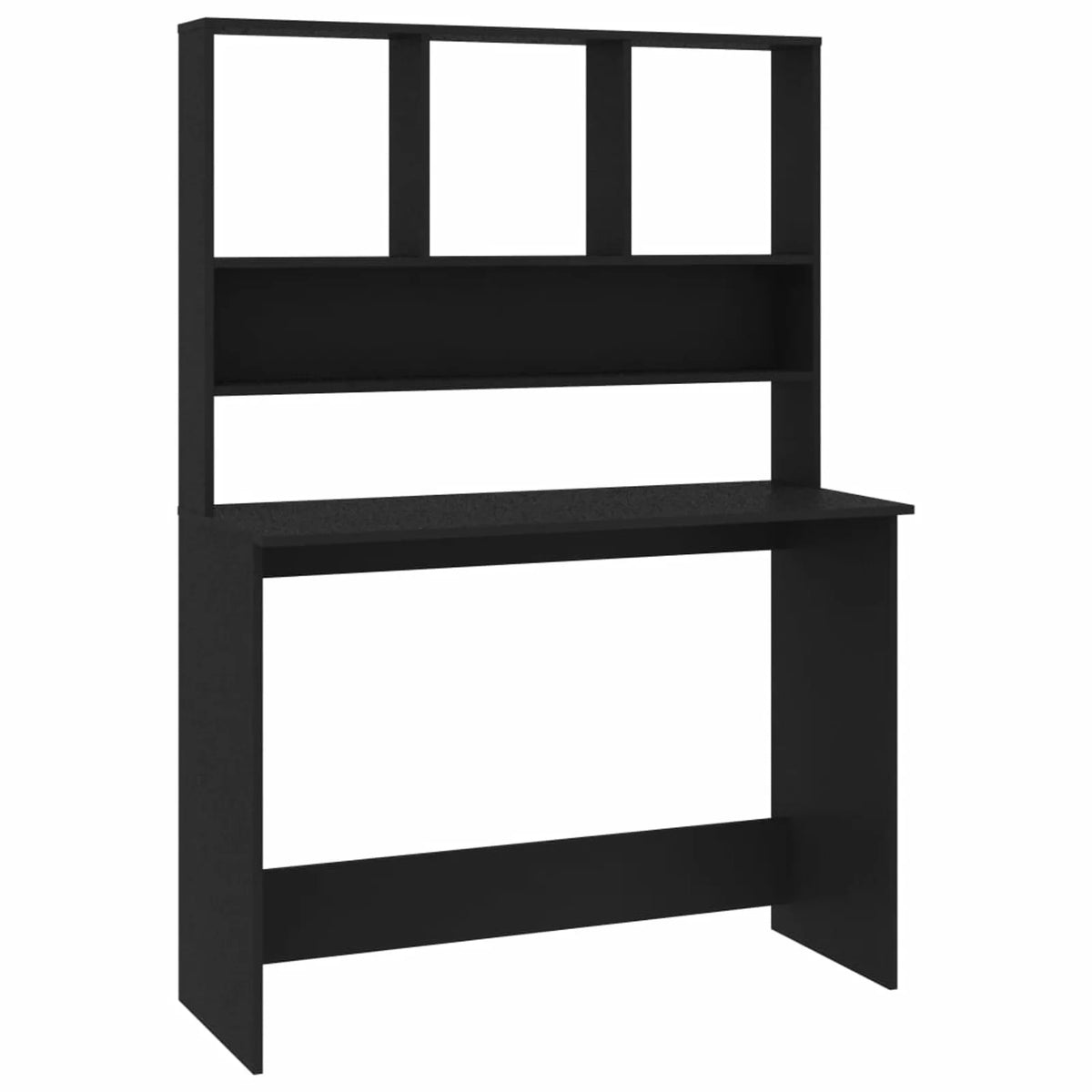 Black Engineered Wood Desk with Shelves Q10525