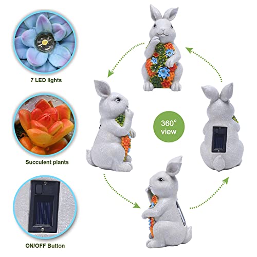 Solar Garden Statue Turtle with Succulent and 7 LED Lights F513128