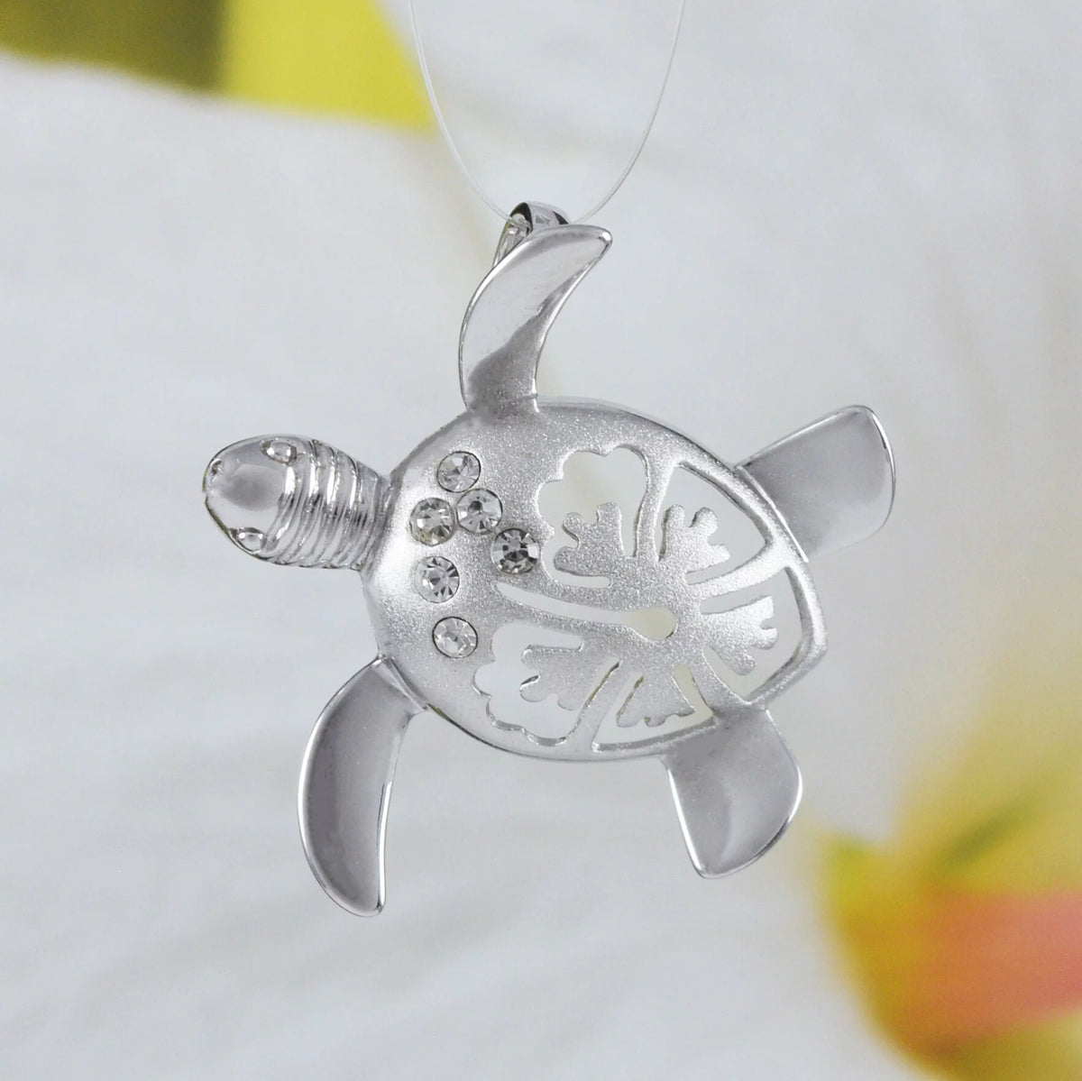 Sterling Silver Turtle Hibiscus Earring and Necklace E16977