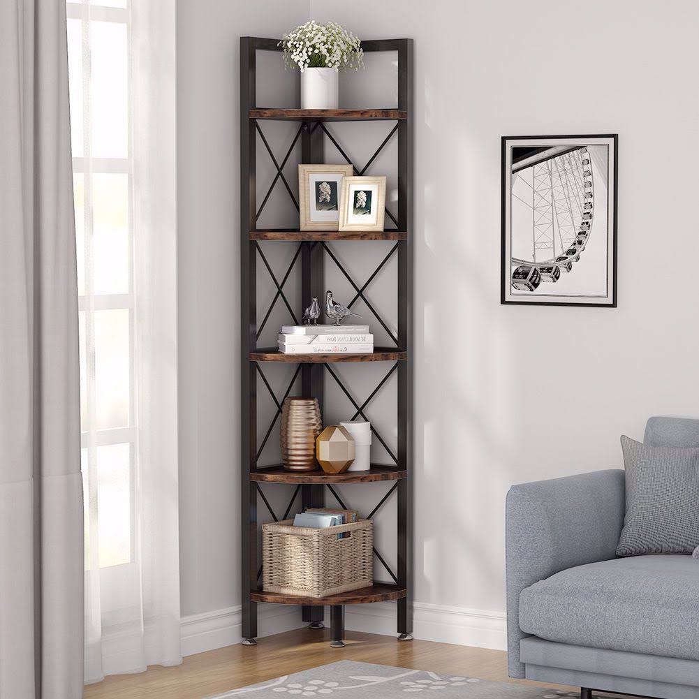 5 Tier Corner Shelf Brown S8436