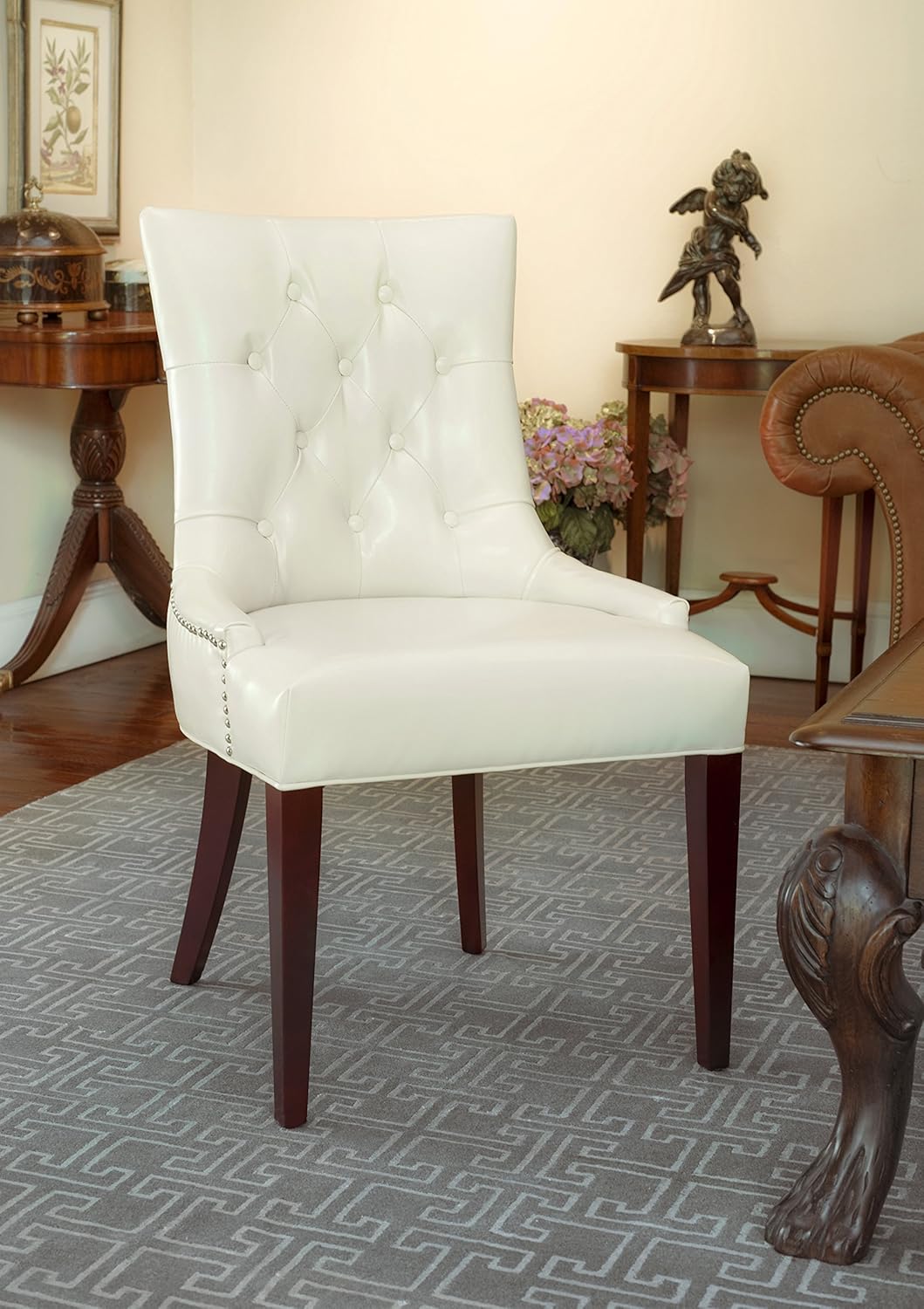 Putty Grey Button-Tufted Side Chair H620