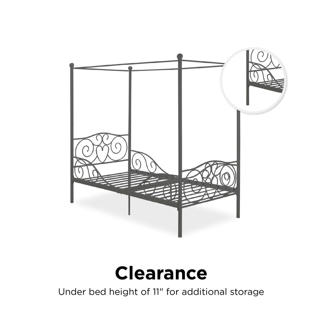 Pink Twin Metal Canopy Bed O422