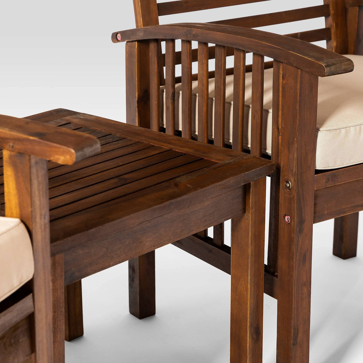 3PC Acacia Wood Patio Chairs and Side Table Espresso Brown G146