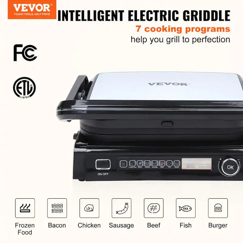 Commercial Electric Griddle 1800-Watt Stainless Steel Grill C1267