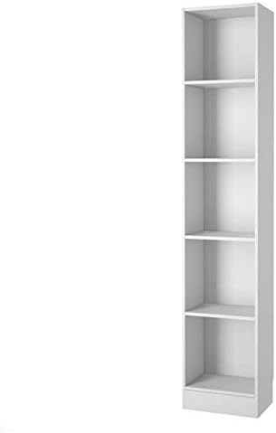 Tall Narrow 5 Shelf Bookcase in White H183