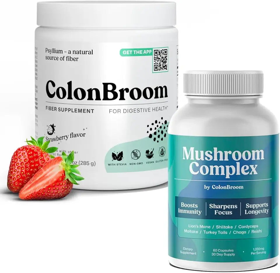 Psyllium Husk Powder Strawberry 50 Servings and Mushroom Complex 60 Capsules A9919