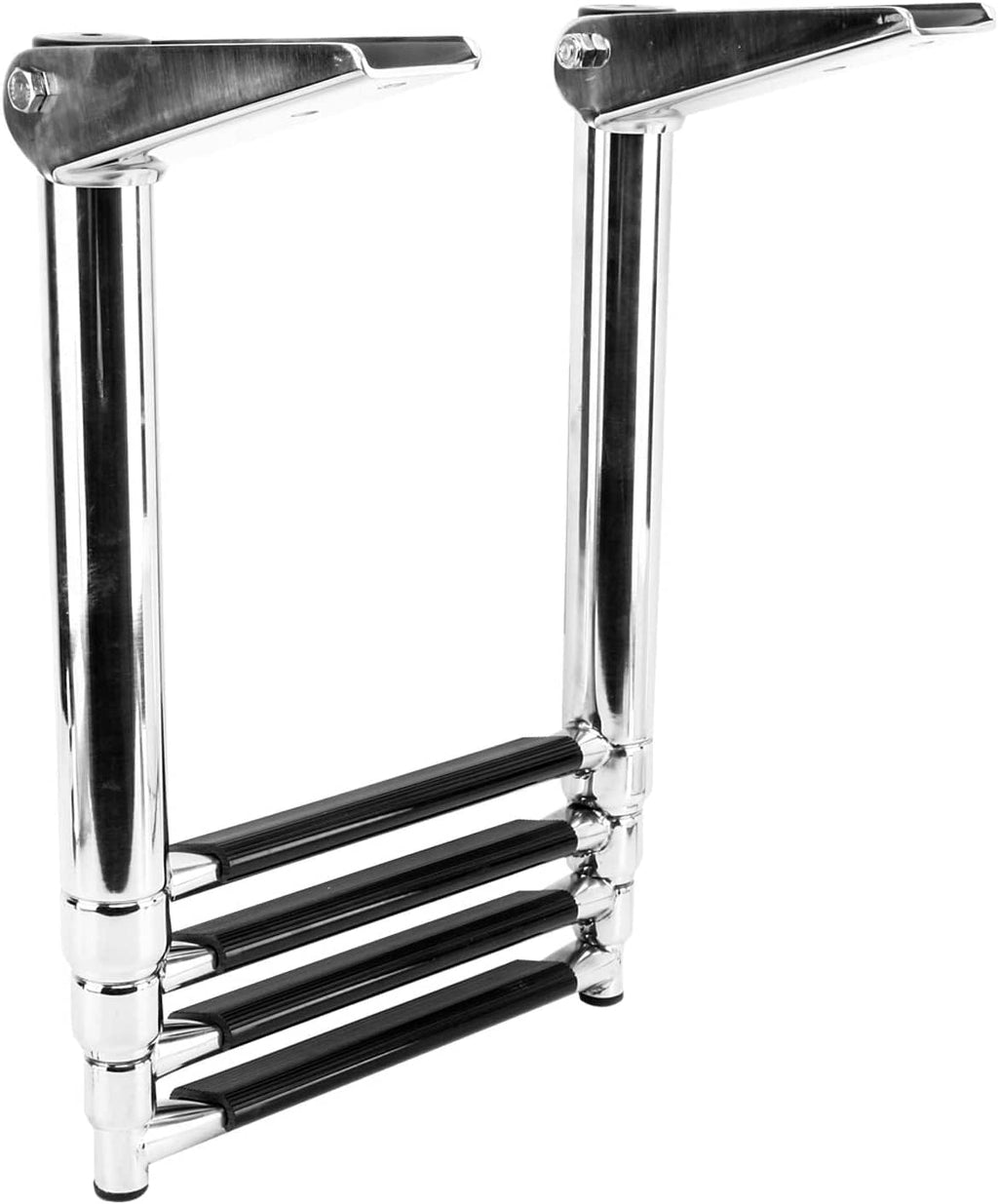 4 Step 316 Stainless Steel Telescoping Ladder with Retaining Strap Pack of 2 G5903