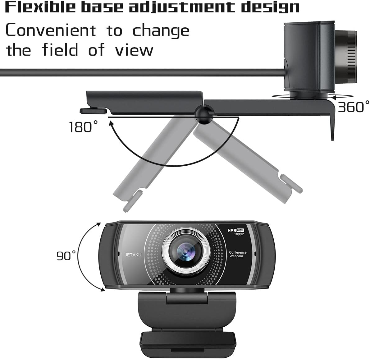 Black 1080P USB Webcam with Microphone L36718